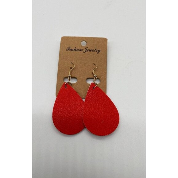 Red Teardrop Fashion Jewelry Earrings Lightweight Gold Hooks For Women - Picture 3 of 6